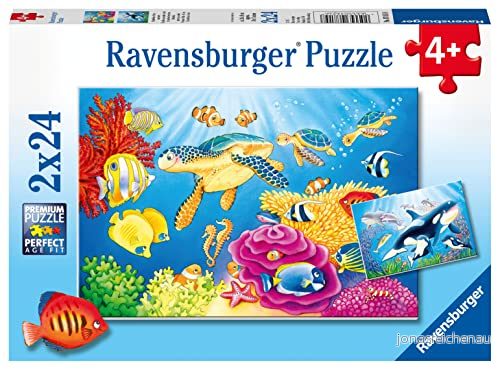 Ravensburger 07815 2x24 bitar Barnpussel från 4 år perfekt ålderspassning Vibrationer under havet en rolig aktivitet för familjen och barnen 4005556078158