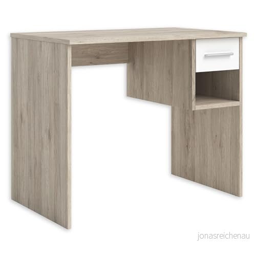 Stella Trading Nanu ungdomsrum skrivbord datorbord utseende, träbaserade ek Sonoma/vit, 92 x 71 50 cm 5907636944027